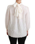 Dolce & Gabbana Elegant White Silk Turtle Neck Blouse