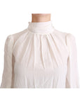 Dolce & Gabbana Elegant White Silk Turtle Neck Blouse