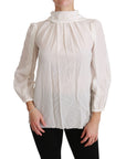 Dolce & Gabbana Elegant White Silk Turtle Neck Blouse