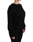 Dolce & Gabbana Elegant Black Cotton Crew Neck Pullover Sweater