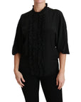 Dolce & Gabbana Elegant Black Silk Short Sleeve Blouse