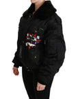 Dolce & Gabbana Elegant Black Bomber Jacket with Detachable Features