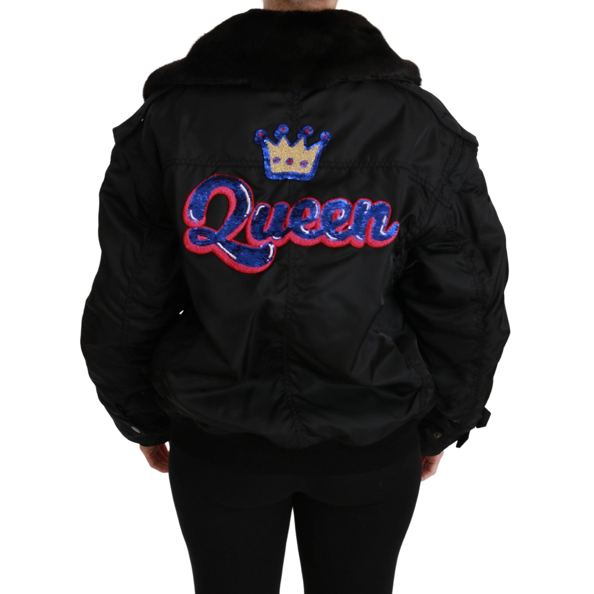 Dolce & Gabbana Elegant Black Bomber Jacket with Detachable Features