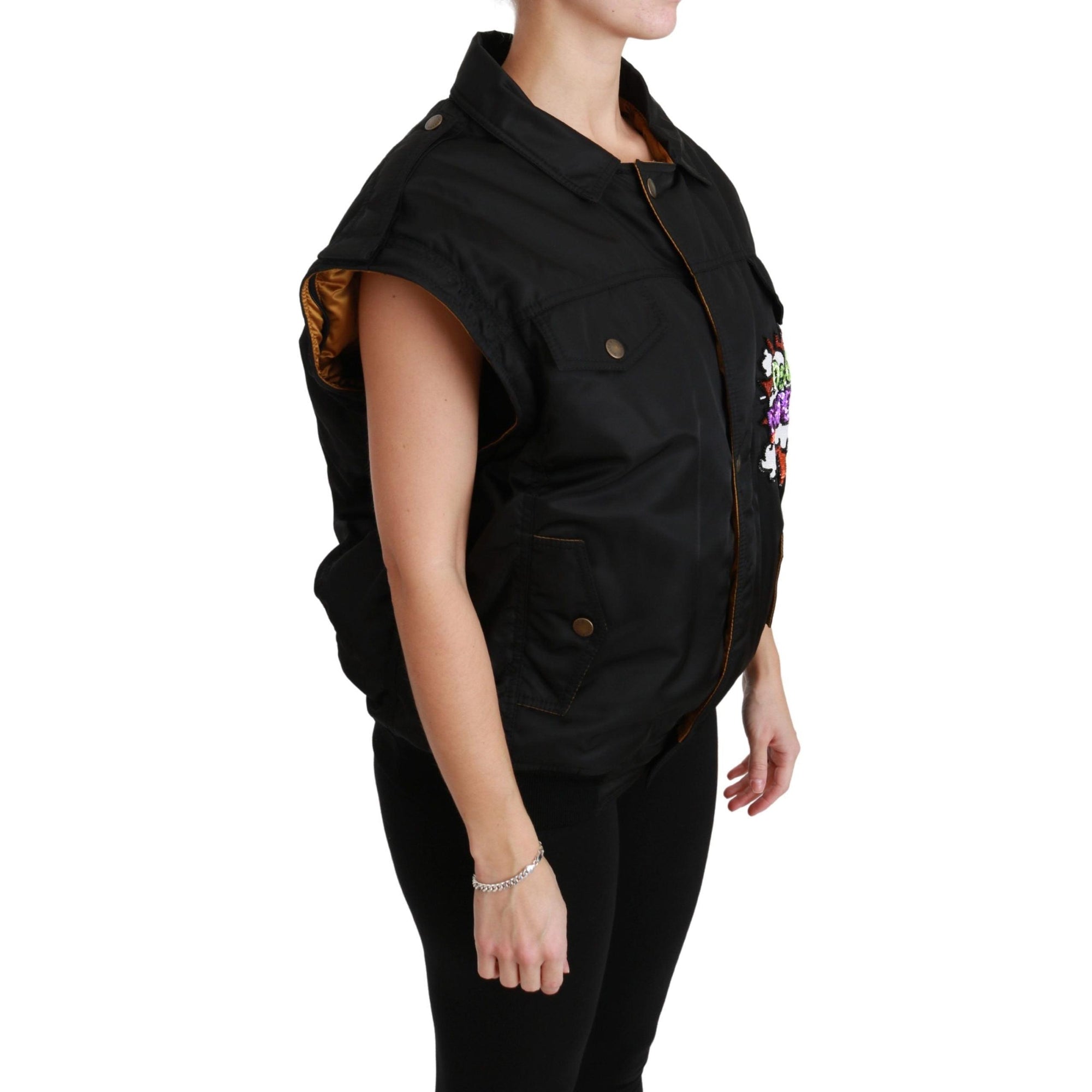 Dolce & Gabbana Elegant Black Bomber Jacket with Detachable Features