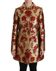 Dolce & Gabbana Elegant Gold Floral Brocade Trench Coat