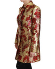 Dolce & Gabbana Elegant Gold Floral Brocade Trench Coat