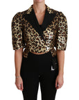 Dolce & Gabbana Gold Leopard Print Short Sleeve Blazer