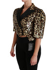 Dolce & Gabbana Gold Leopard Print Short Sleeve Blazer