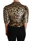 Dolce & Gabbana Gold Leopard Print Short Sleeve Blazer
