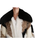 Dolce & Gabbana Elegant Multicolor Shearling Cape Coat