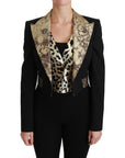 Dolce & Gabbana Opulent Black Gold Floral Jacket and Vest Ensemble