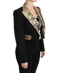 Dolce & Gabbana Opulent Black Gold Floral Jacket and Vest Ensemble