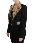 Dolce & Gabbana Opulent Black Gold Floral Jacket and Vest Ensemble