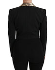 Dolce & Gabbana Opulent Black Gold Floral Jacket and Vest Ensemble
