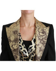 Dolce & Gabbana Opulent Black Gold Floral Jacket and Vest Ensemble