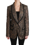 Dolce & Gabbana Elegant Gold Floral Lace Blazer Jacket