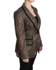 Dolce & Gabbana Elegant Gold Floral Lace Blazer Jacket