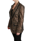 Dolce & Gabbana Elegant Gold Floral Lace Blazer Jacket