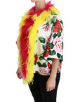 Dolce & Gabbana Elegant Floral Cape Jacket with Fur Details