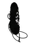 Dolce & Gabbana Elegant Black Suede Stiletto Ankle Strap Sandals