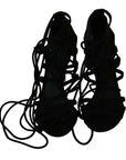 Dolce & Gabbana Elegant Black Suede Stiletto Ankle Strap Sandals