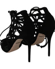 Dolce & Gabbana Elegant Black Suede Stiletto Ankle Strap Sandals