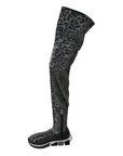 Dolce & Gabbana Elegant Leopard Booties Above Knee Shoes