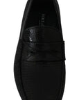 Dolce & Gabbana Exquisite Black Lizard Leather Loafers
