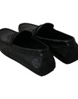 Dolce & Gabbana Exquisite Black Lizard Leather Loafers