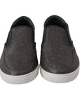 Dolce & Gabbana Elegant Gray Caiman Leather Loafers