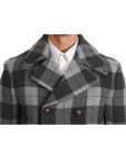 Dolce & Gabbana Elegant Gray Check Double Breasted Coat