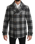 Dolce & Gabbana Elegant Gray Check Double Breasted Coat
