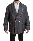 Dolce & Gabbana Elegant Navy Silk Double Breasted Coat