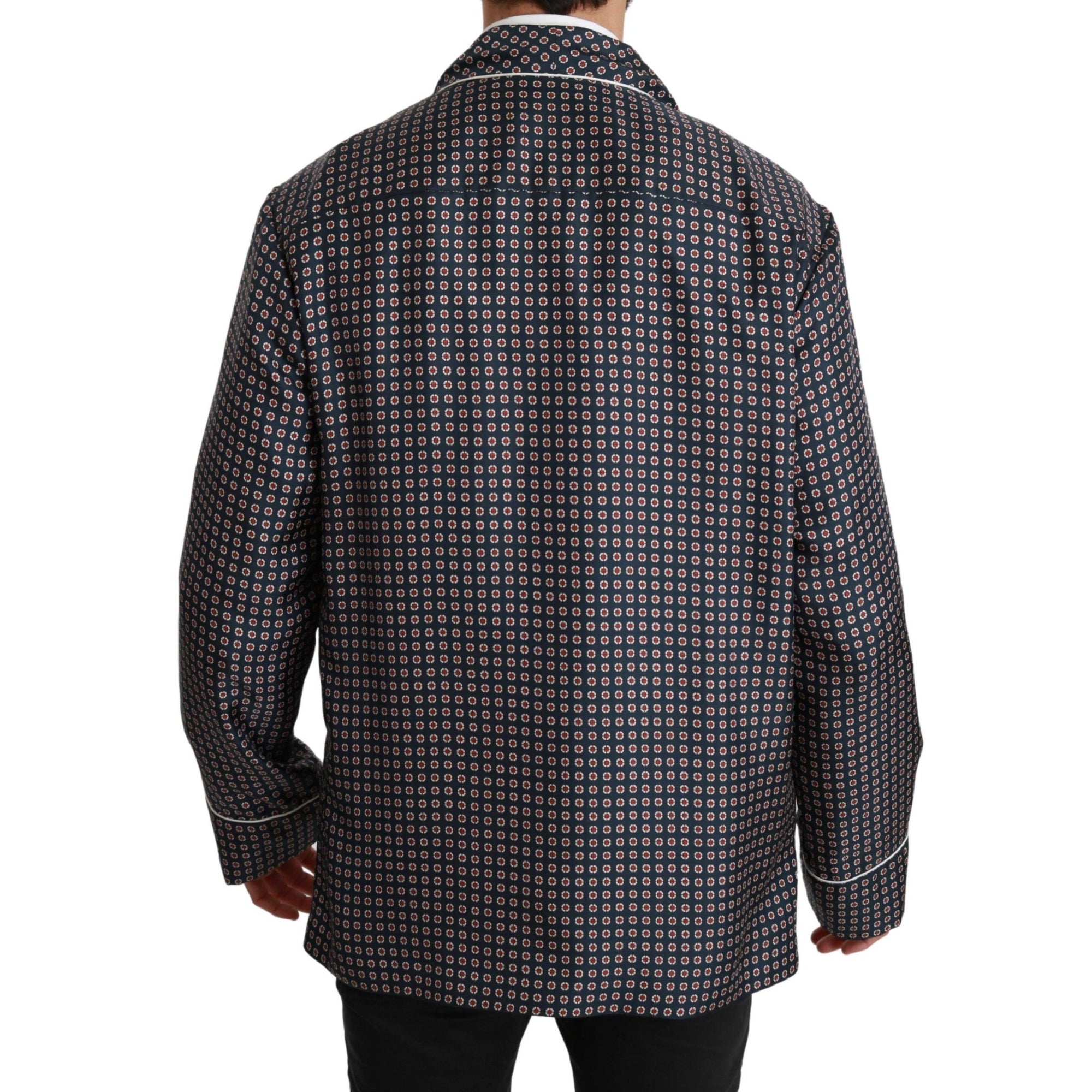 Dolce & Gabbana Elegant Navy Silk Double Breasted Coat