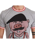 Dolce & Gabbana Chic Gray Cotton T-Shirt with Year of the Pig Motive