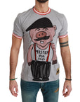 Dolce & Gabbana Chic Gray Cotton T-Shirt with Year of the Pig Motive