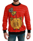 Dolce & Gabbana Elegant Red Crystal-Embellished Pullover Sweater