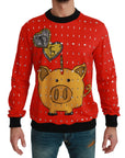 Dolce & Gabbana Elegant Red Crystal-Embellished Pullover Sweater