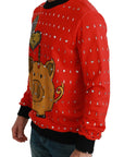 Dolce & Gabbana Elegant Red Crystal-Embellished Pullover Sweater
