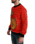Dolce & Gabbana Elegant Red Crystal-Embellished Pullover Sweater