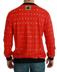 Dolce & Gabbana Elegant Red Crystal-Embellished Pullover Sweater