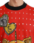 Dolce & Gabbana Elegant Red Crystal-Embellished Pullover Sweater