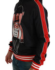 Dolce & Gabbana Elegant Black Hooded Sweater with Multicolor Motif