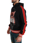 Dolce & Gabbana Elegant Black Hooded Sweater with Multicolor Motif
