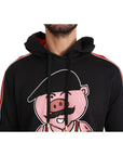Dolce & Gabbana Elegant Black Hooded Sweater with Multicolor Motif