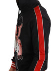 Dolce & Gabbana Elegant Black Hooded Sweater with Multicolor Motif