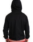 Dolce & Gabbana Elegant Black Hooded Sweater with Multicolor Motif