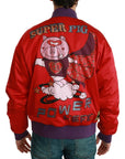 Dolce & Gabbana Vibrant Red Bomber Jacket with Multicolor Motif