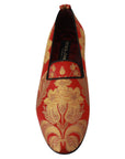 Dolce & Gabbana Rose Gold Brocade Loafers Slide Flats