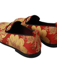 Dolce & Gabbana Rose Gold Brocade Loafers Slide Flats